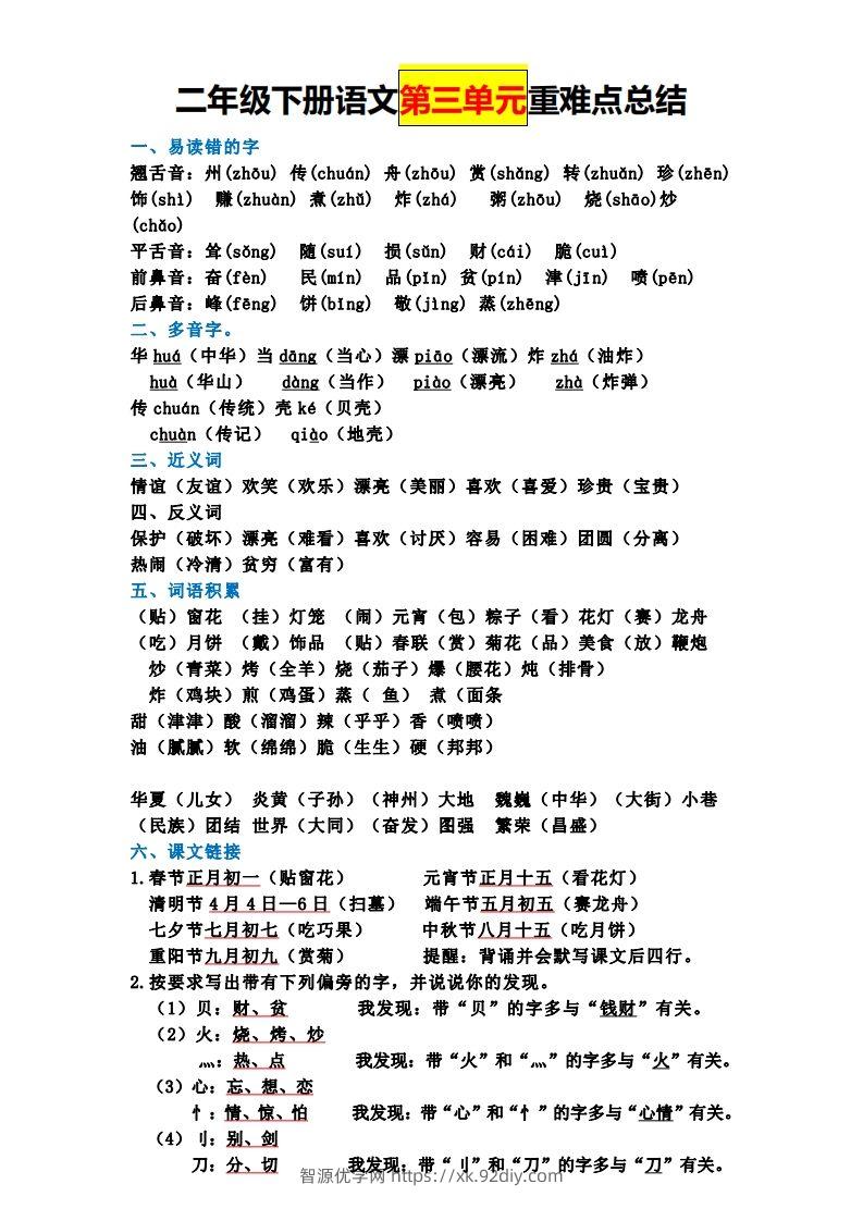 图片[3]-二下语文全册知识点-智源优学网