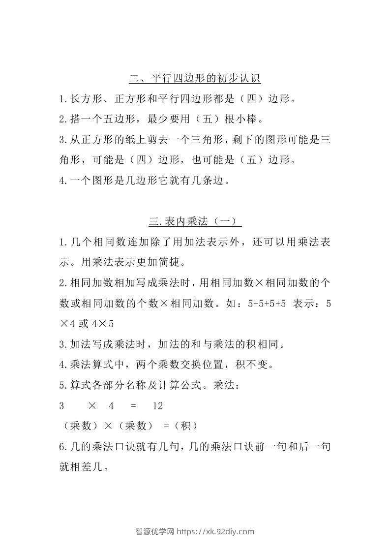 图片[2]-二上苏教数学知识点汇总预习-智源优学网