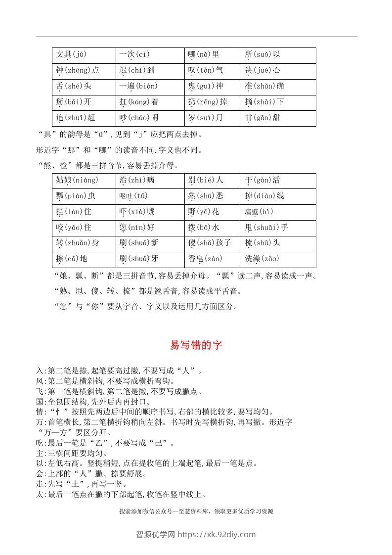 图片[3]-一年级语文下册期末总结—易读（写）错的字-智源优学网
