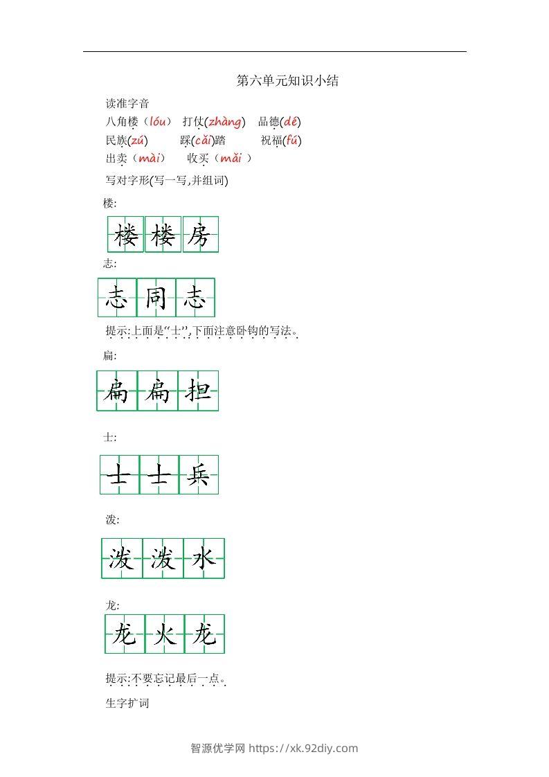 二上语文第六单元知识重点-智源优学网