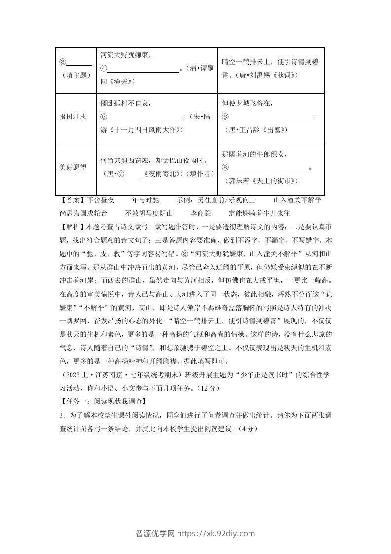 图片[2]-2023-2024学年江苏南京七年级上册语文期末试卷及答案A卷(Word版)-智源优学网