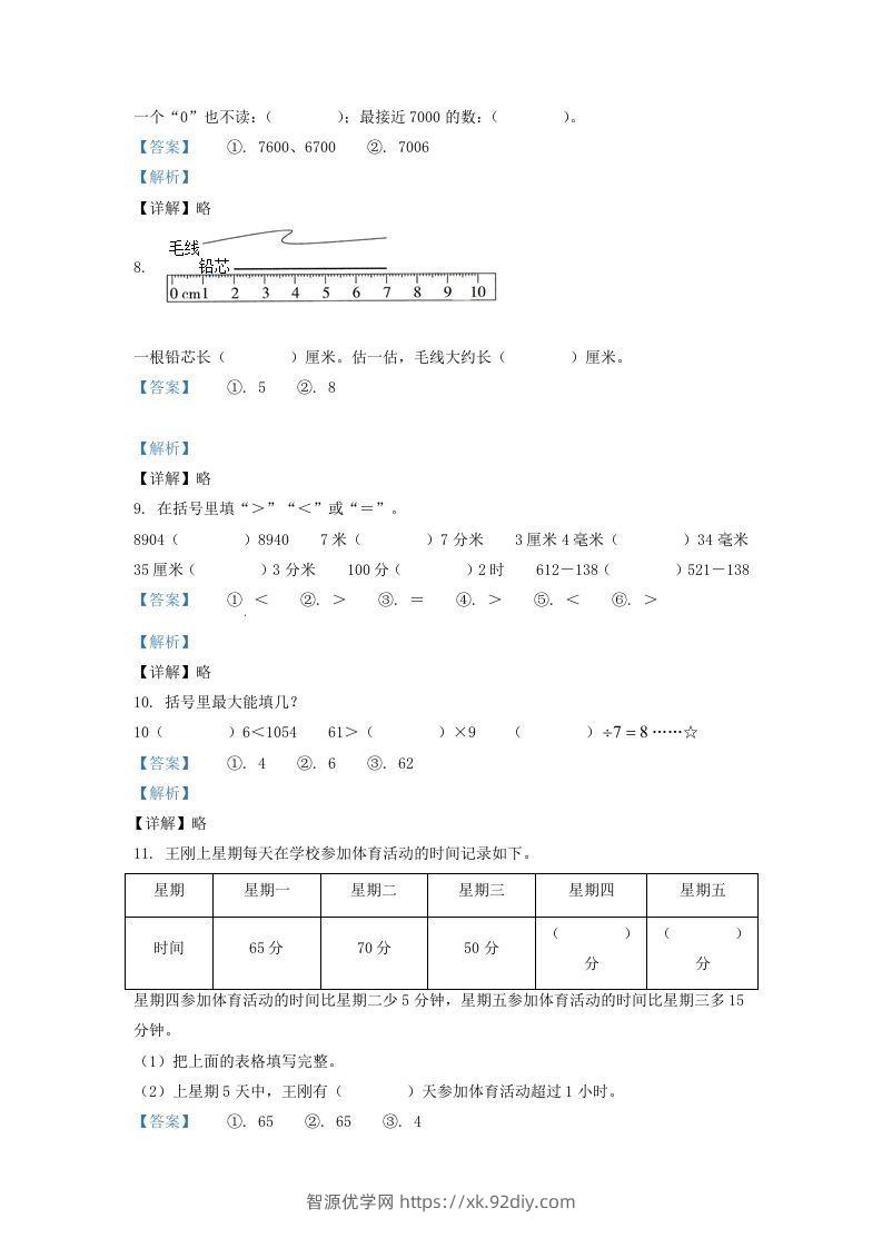 图片[3]-2020-2021学年江苏省徐州邳州市二年级下册数学期末试题及答案(Word版)-智源优学网