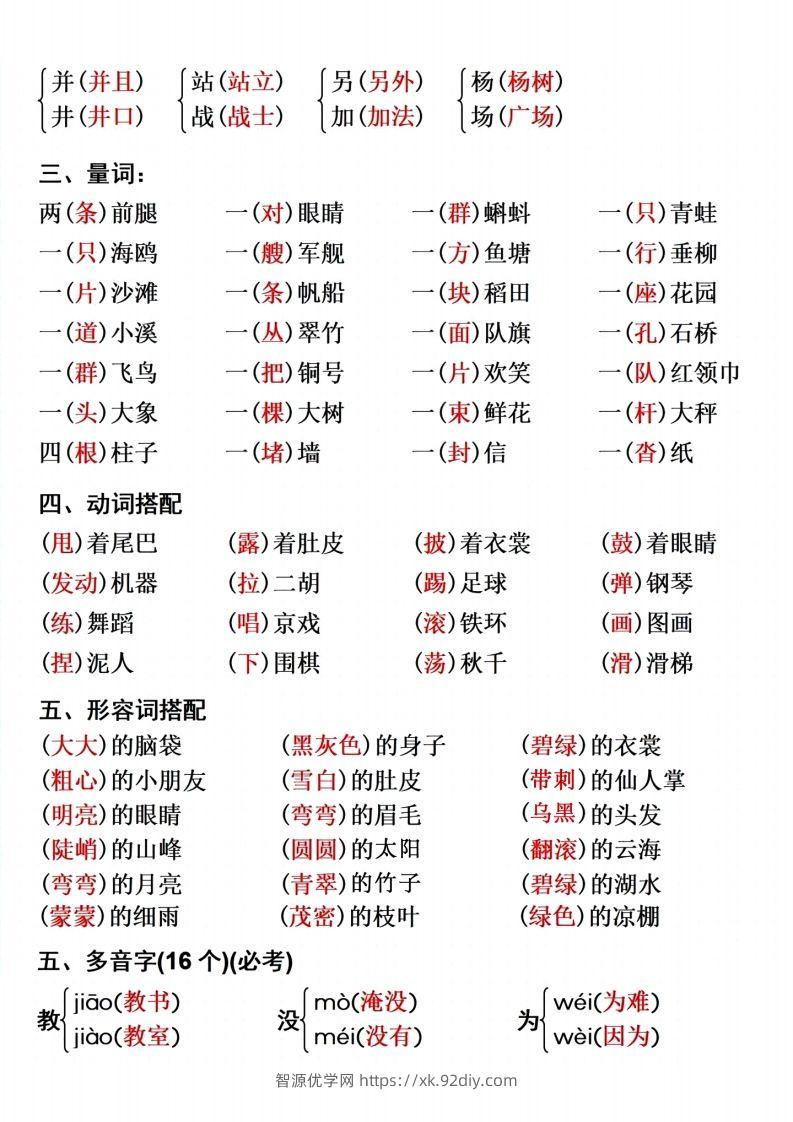 图片[2]-二上语文单元重点预习-智源优学网