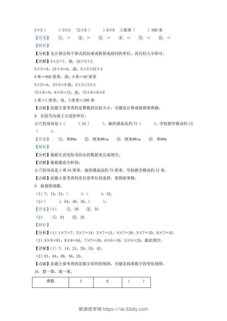图片[3]-2020-2021学年江苏省南京市栖霞区二年级上册数学期末试题及答案(Word版)-智源优学网