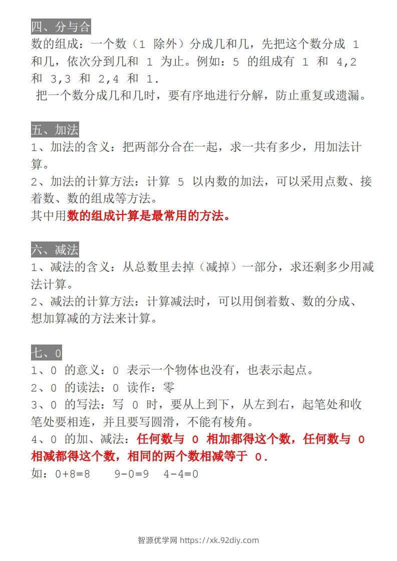 图片[3]-【人教一年级】数学上册必背笔记-智源优学网