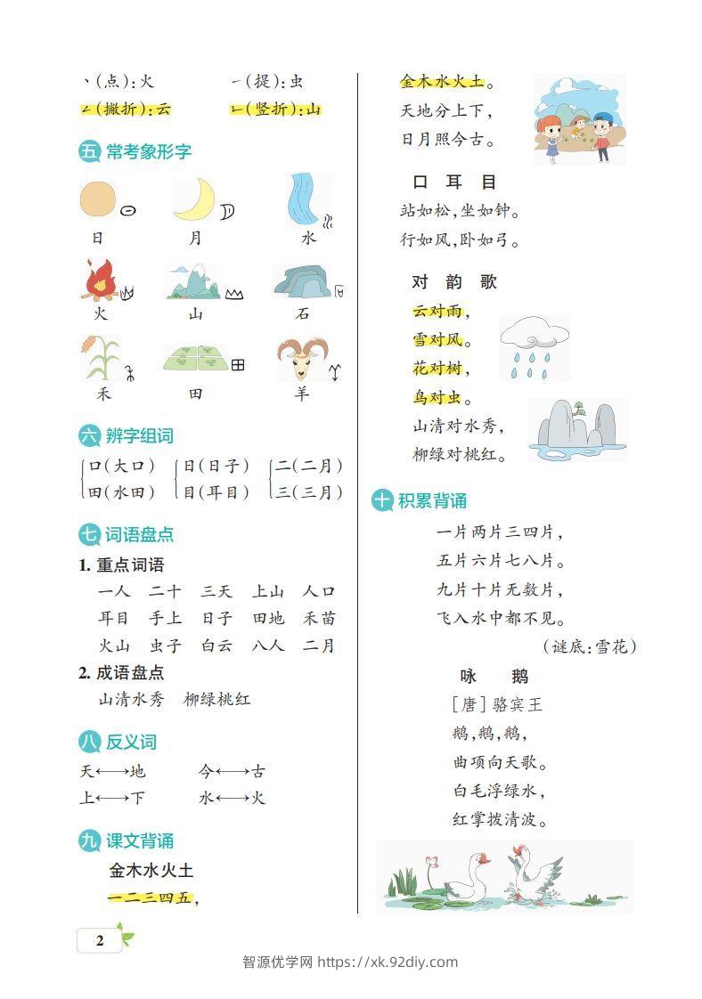 图片[2]-一上语文（核心考点梳理）-智源优学网