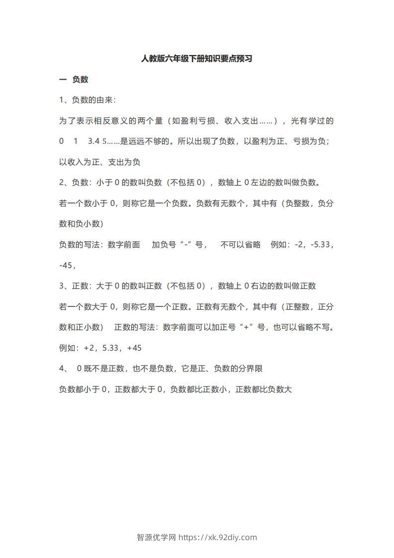 数学六年级下册必背知识点汇总-智源优学网