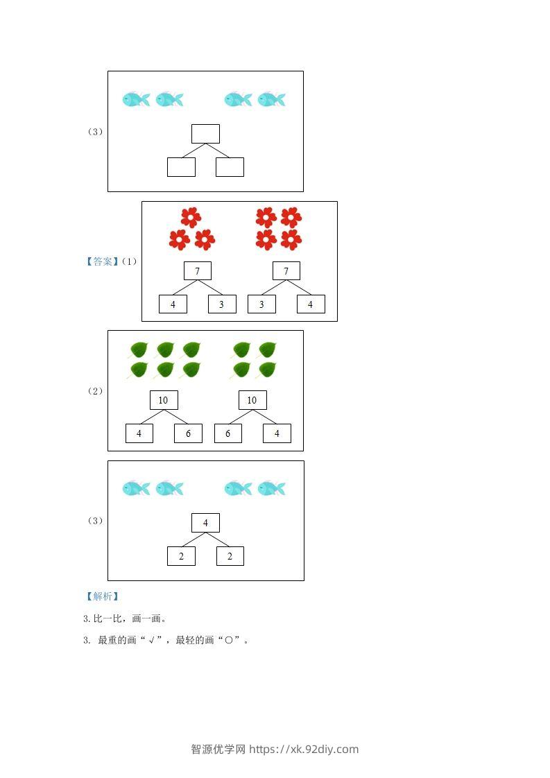图片[2]-2020-2021学年江苏省南京市鼓楼区一年级上册数学期中试题及答案(Word版)-智源优学网