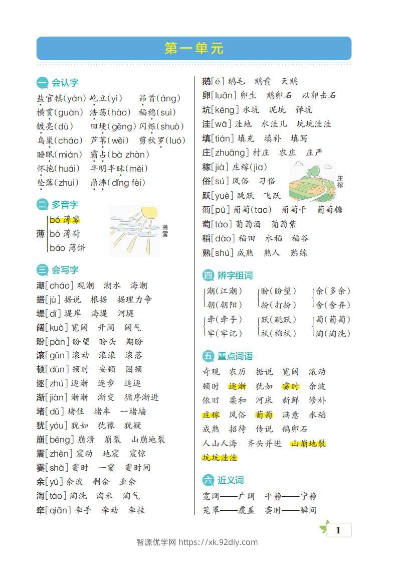 四（上）语文期末（核心考点梳理）-智源优学网