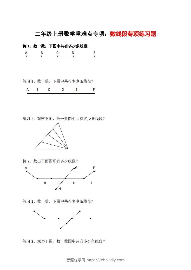 二上数学数线段专项练习-智源优学网