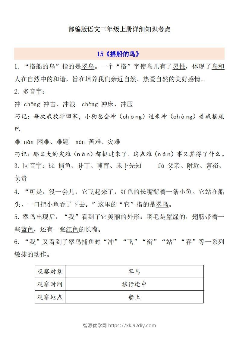 三（上）语文第5单元自编知识点-智源优学网