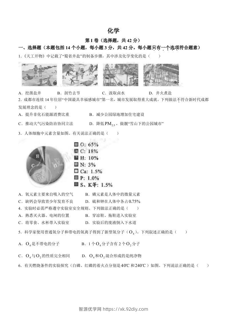 2023年四川省成都市中考化学真题-智源优学网