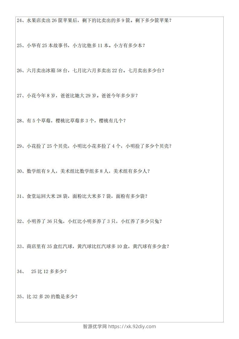 图片[3]-1年级数学应用题大全(含答案).doc-智源优学网