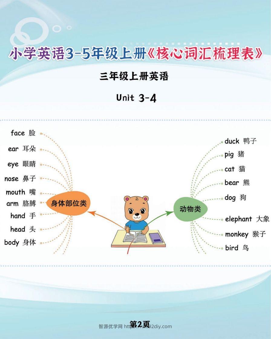 图片[2]-【新版人教PEP】三上英语《核心词汇梳理必背表》，学霸满分就靠它了-智源优学网
