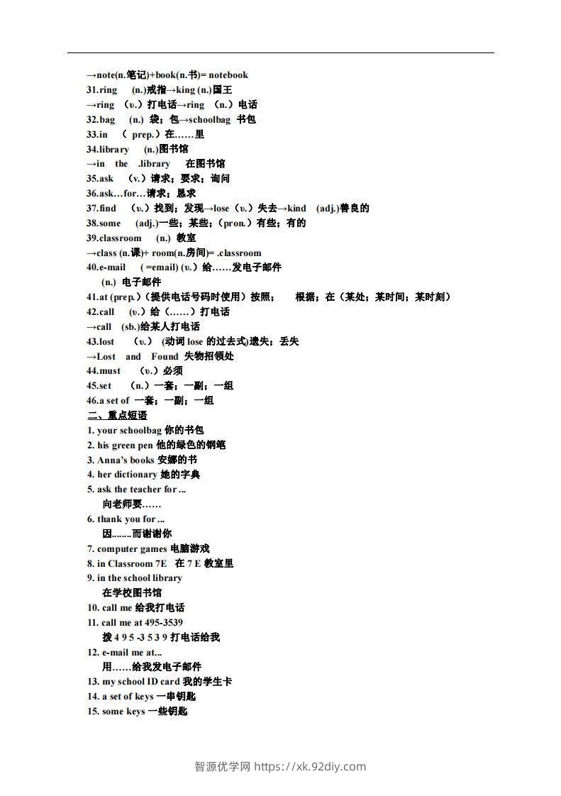 图片[2]-3.人教版七年级上英语Unit3复习提纲-智源优学网