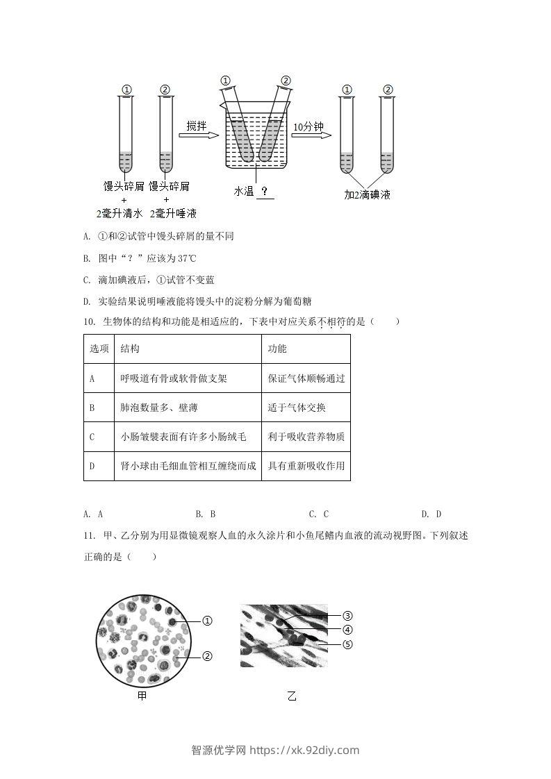 图片[3]-2024年吉林长春中考生物试题及答案(Word版)-智源优学网