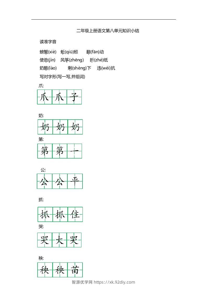二上语文第八单元知识重点-智源优学网