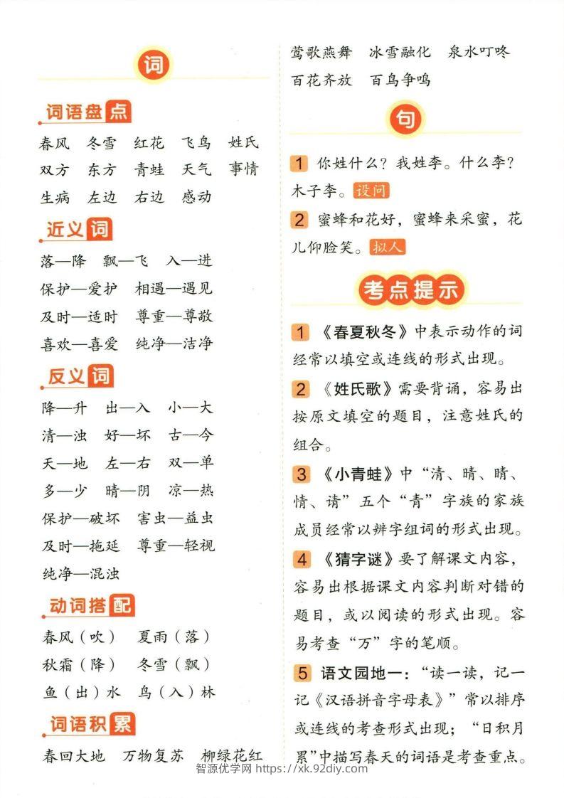 图片[2]-❤一年级下册语文单元总结-智源优学网
