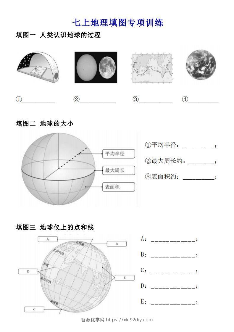 人教版七年级上册地理填图专项训练-智源优学网
