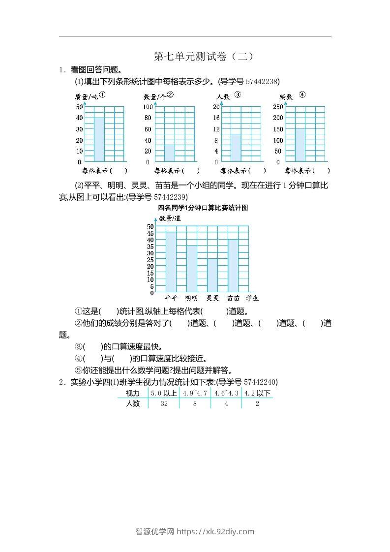 四（上）人教版数学第七单元测试卷.2-智源优学网