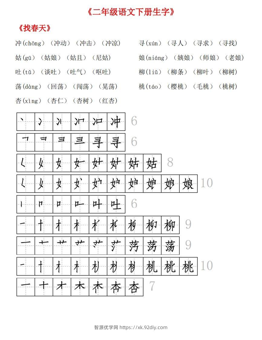 图片[2]-生字拼音组词笔顺-智源优学网