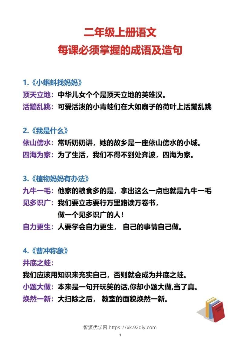 二上语文必考成语及造句-智源优学网
