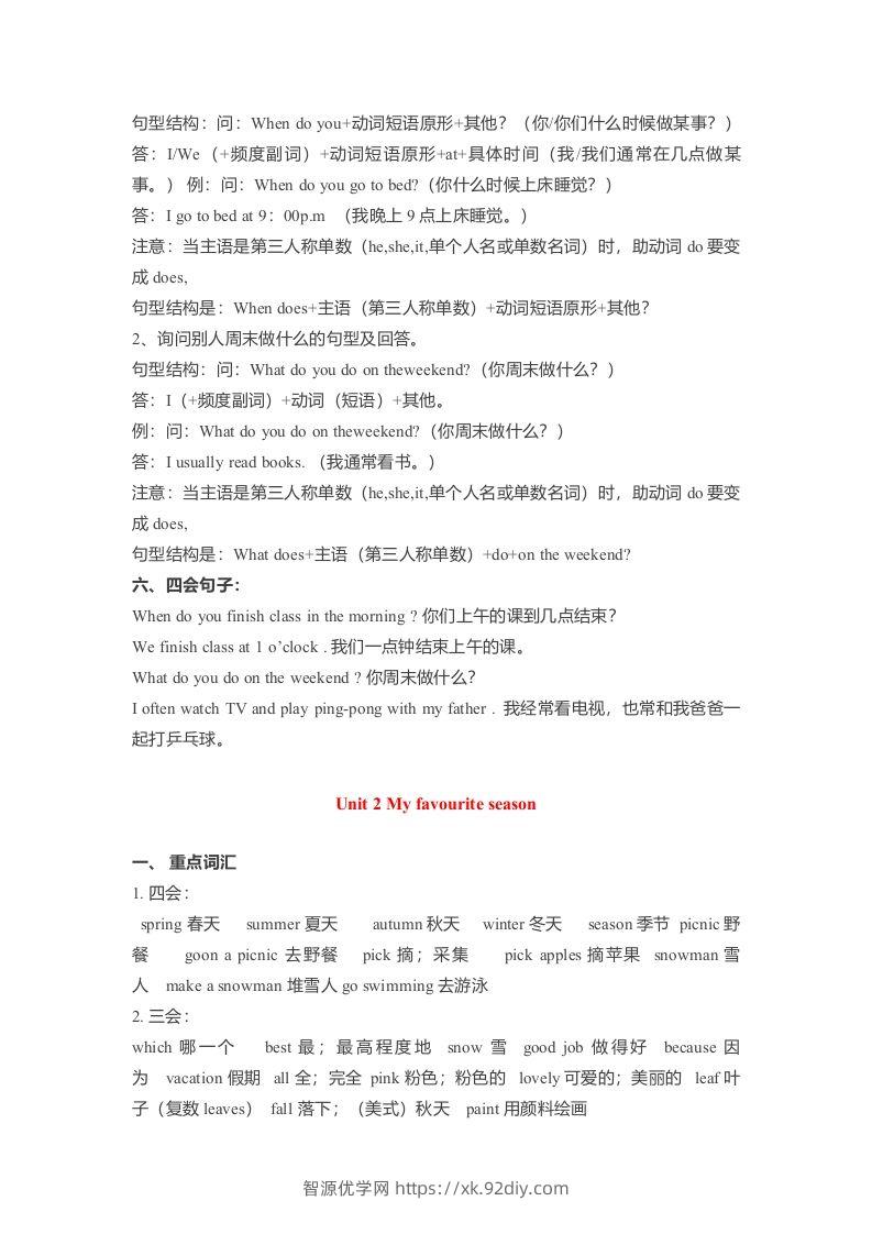 图片[2]-五年级英语下册素材-各单元要点汇总（人教PEP版）-智源优学网