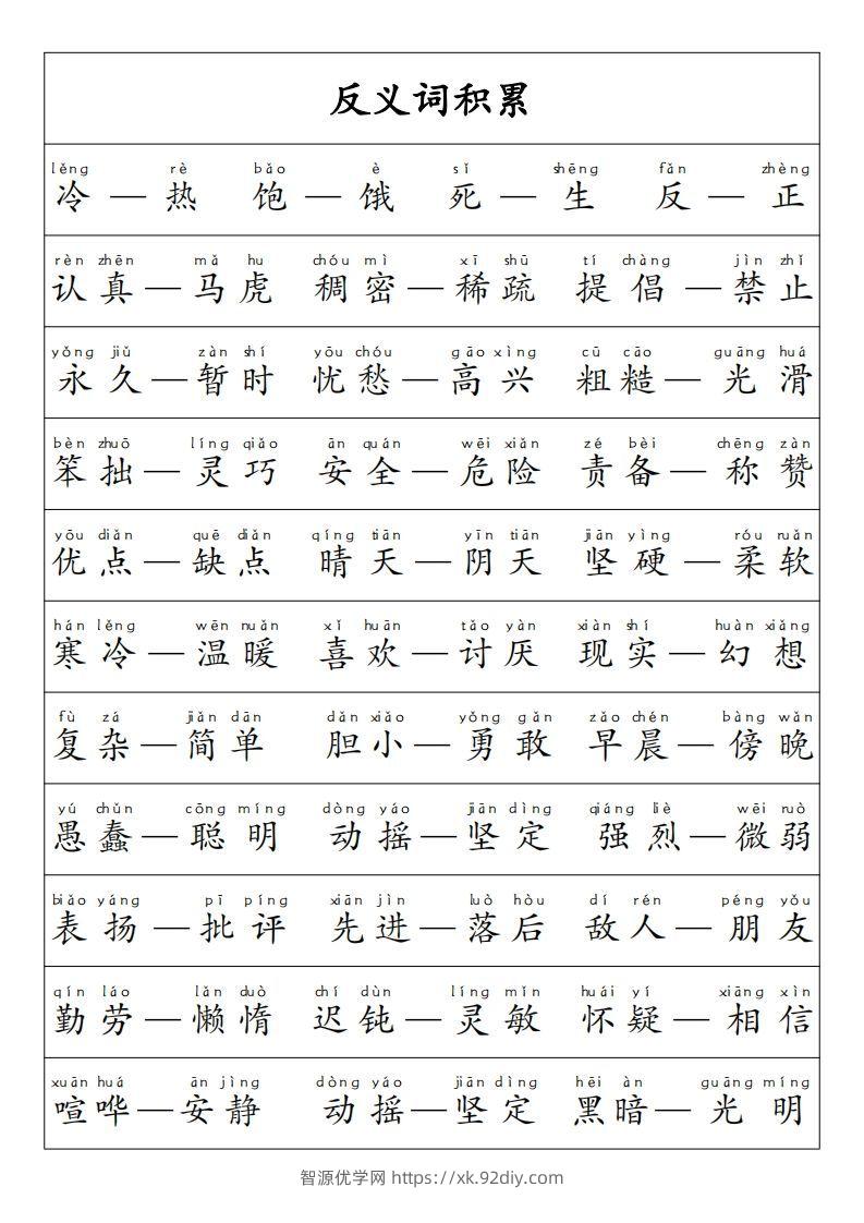 图片[3]-【重点必考词语积累】一上语文-智源优学网