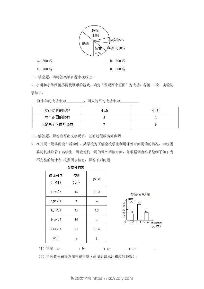 图片[2]-七年级下册数学第十章第三节试卷及答案人教版(Word版)-智源优学网