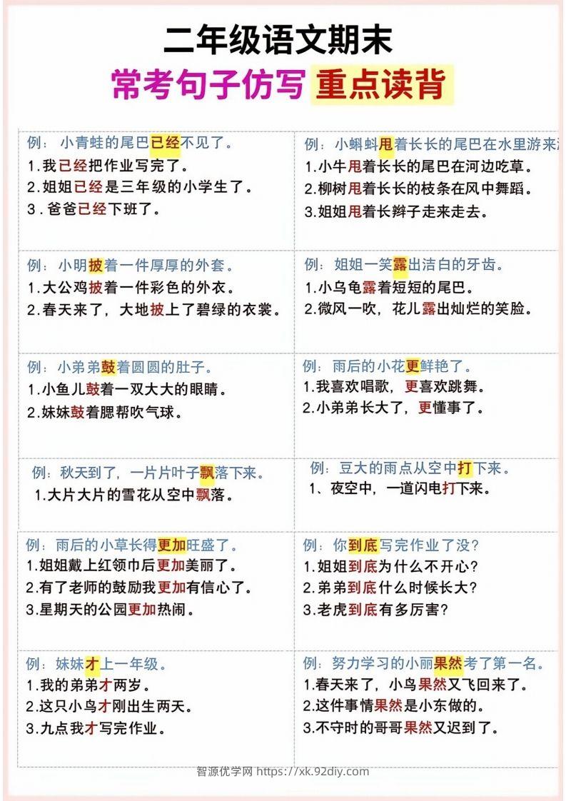 图片[2]-二年级上册语文期末句子仿写-智源优学网