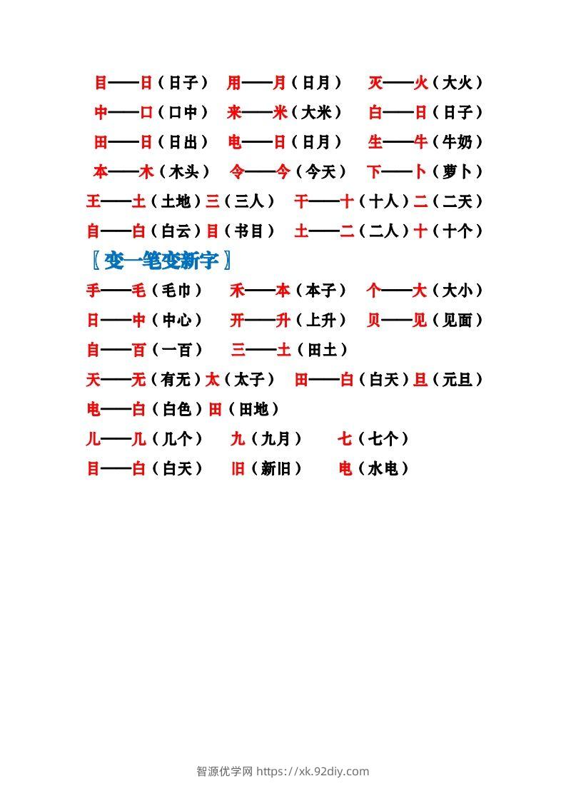 图片[2]-一上语文加加减减变新字梳理汇总+专项练习-智源优学网