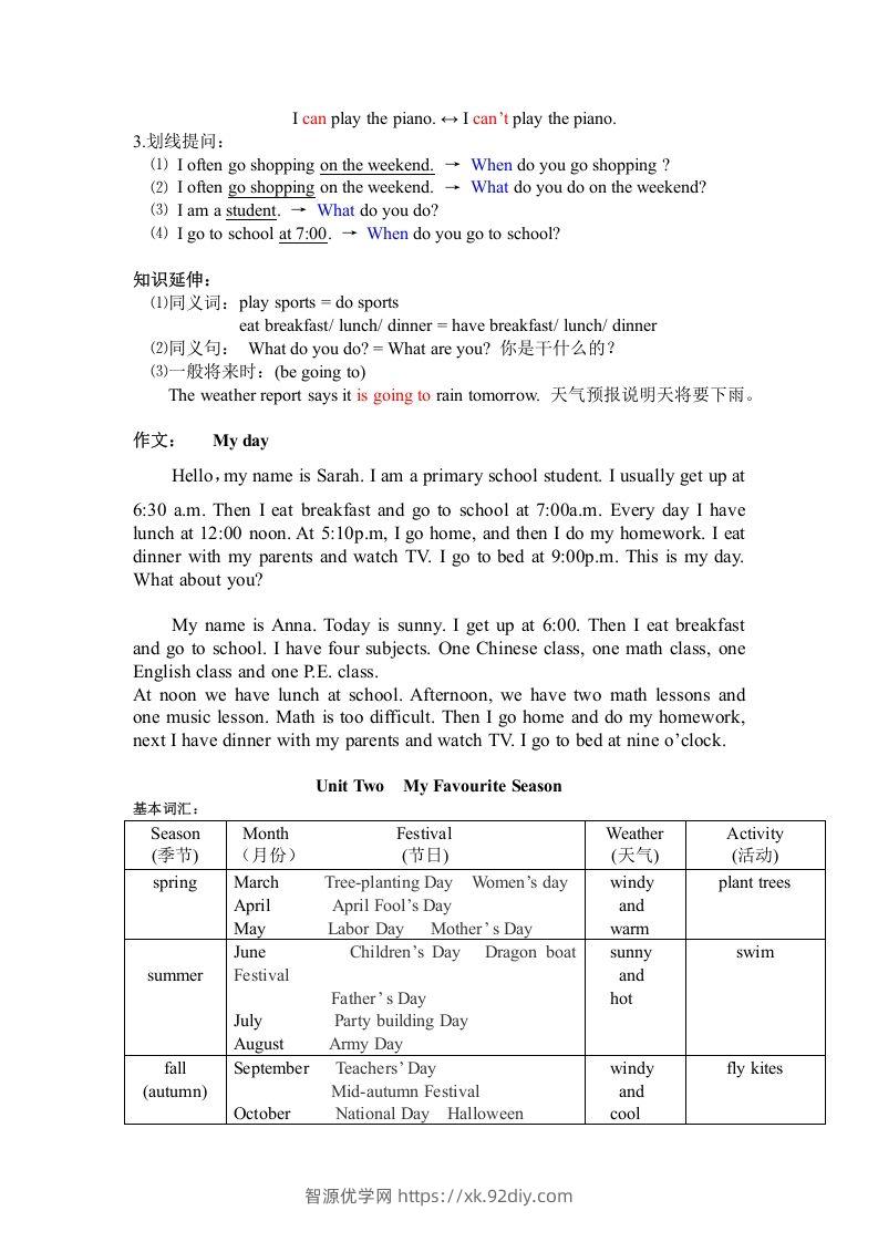 图片[2]-五年级英语下册知识点之重点句型（人教PEP版）-智源优学网