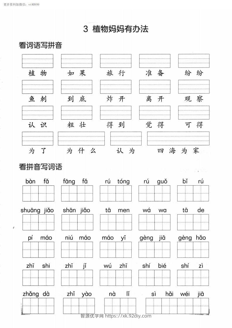 图片[3]-【第一单元】看拼单写词语二上语文()-智源优学网