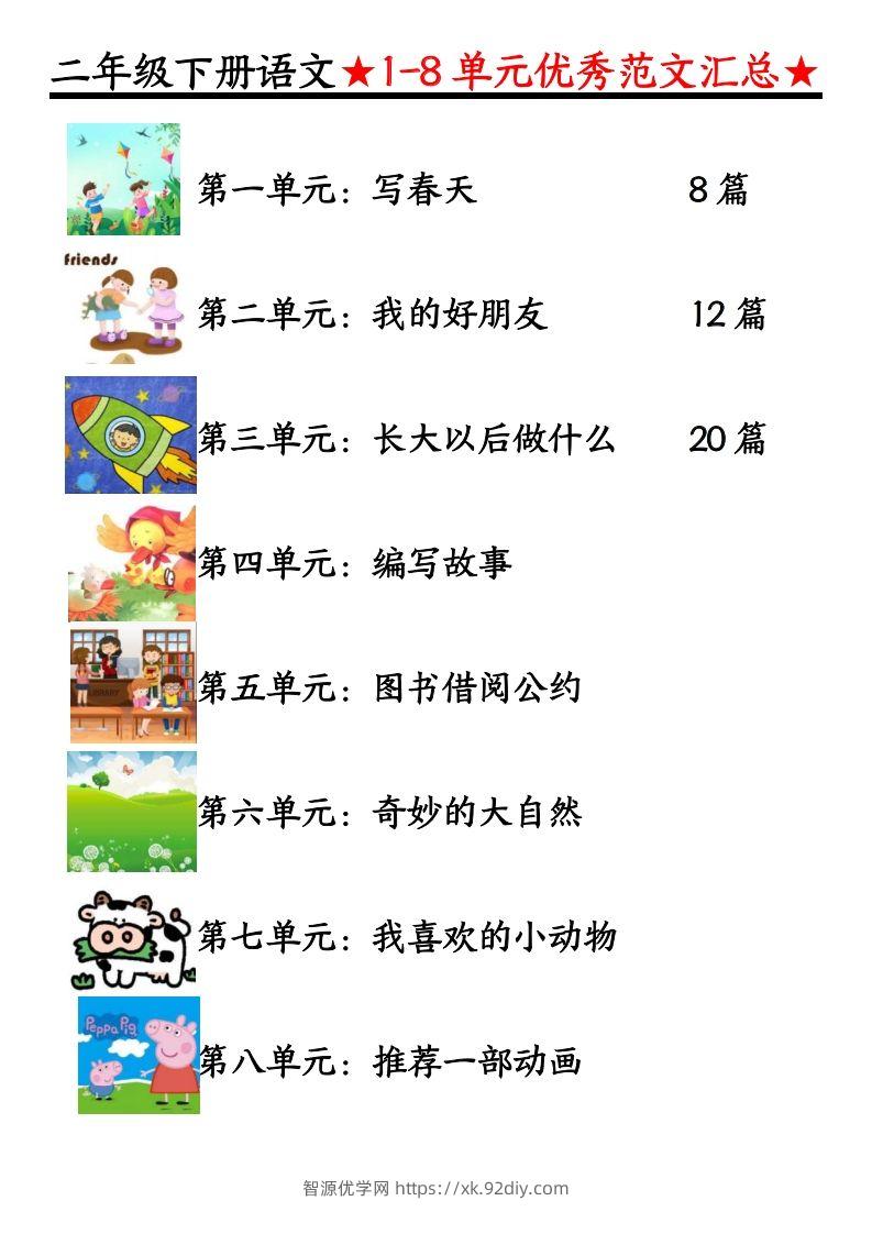 0319【语文】二下语文1-8单元看图写话（第1-2单元）-智源优学网