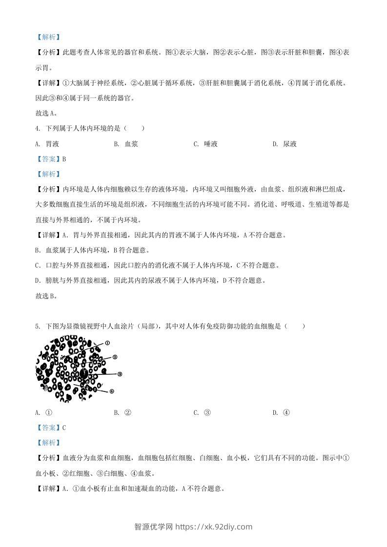 图片[2]-2024年上海中考生物试题及答案(Word版)-智源优学网