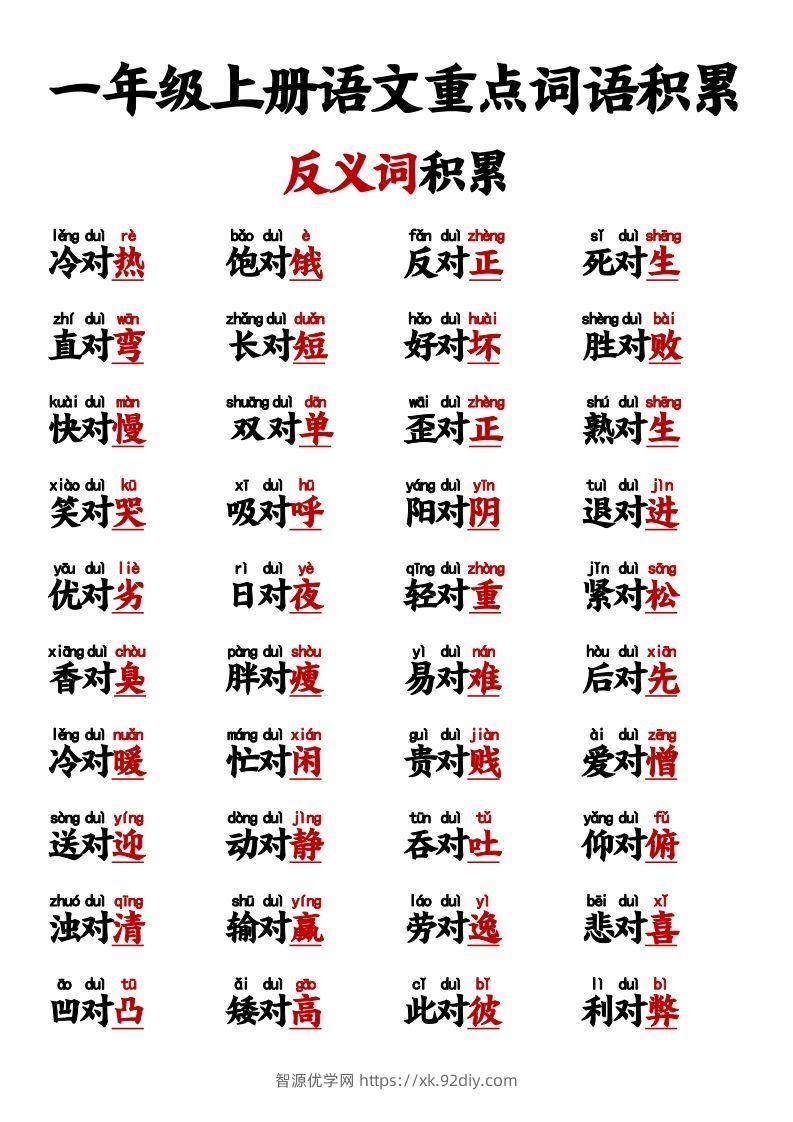 图片[2]-【反义词对子歌】一上语文-智源优学网