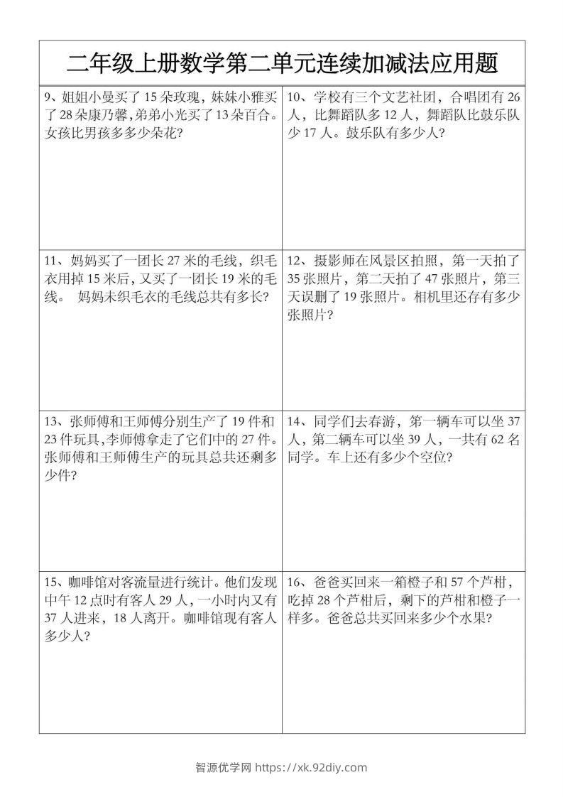 图片[2]-二上数学【第二单元】连续加减法应用题-智源优学网