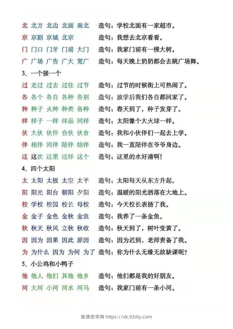 图片[3]-一年级下册生字组词造句阅读本_去水印-智源优学网