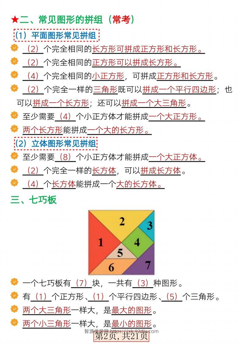 图片[2]-2015一年级数学下册全册考点知识汇总21页-智源优学网