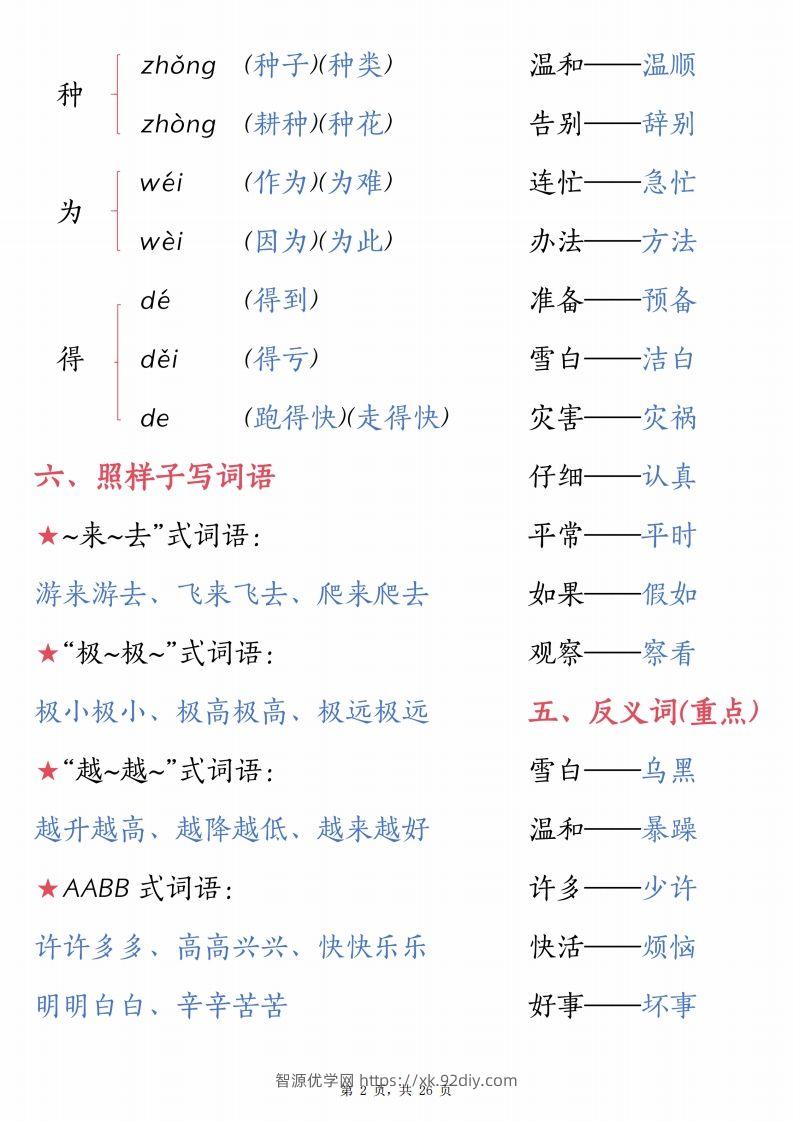 图片[2]-【1-8单元汇总知识要点（26页）】二上语文-智源优学网
