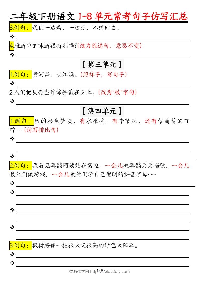 图片[2]-【常考仿写句子】二下语文-智源优学网