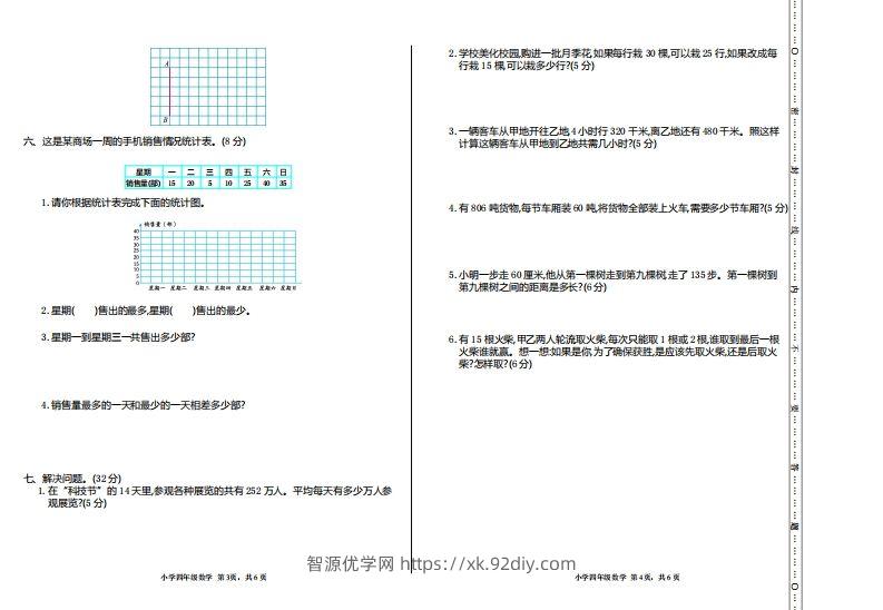 图片[2]-四上人教版数学【期末真题测试卷.1】-智源优学网