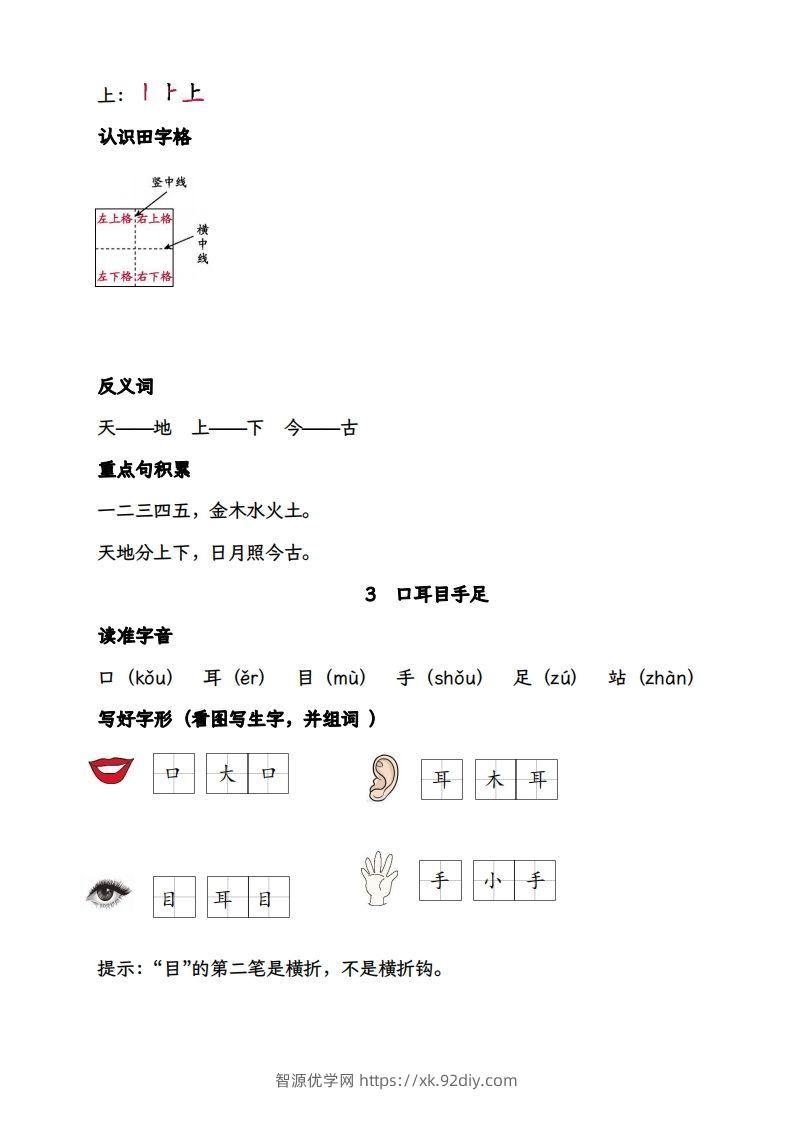 图片[2]-【2025版-每课核心考点清单】一上语文-智源优学网