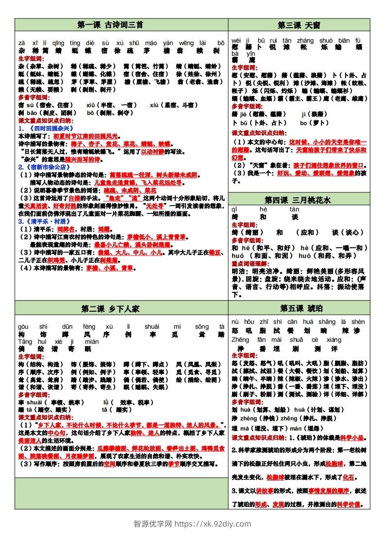 【课课贴】四下语文-智源优学网