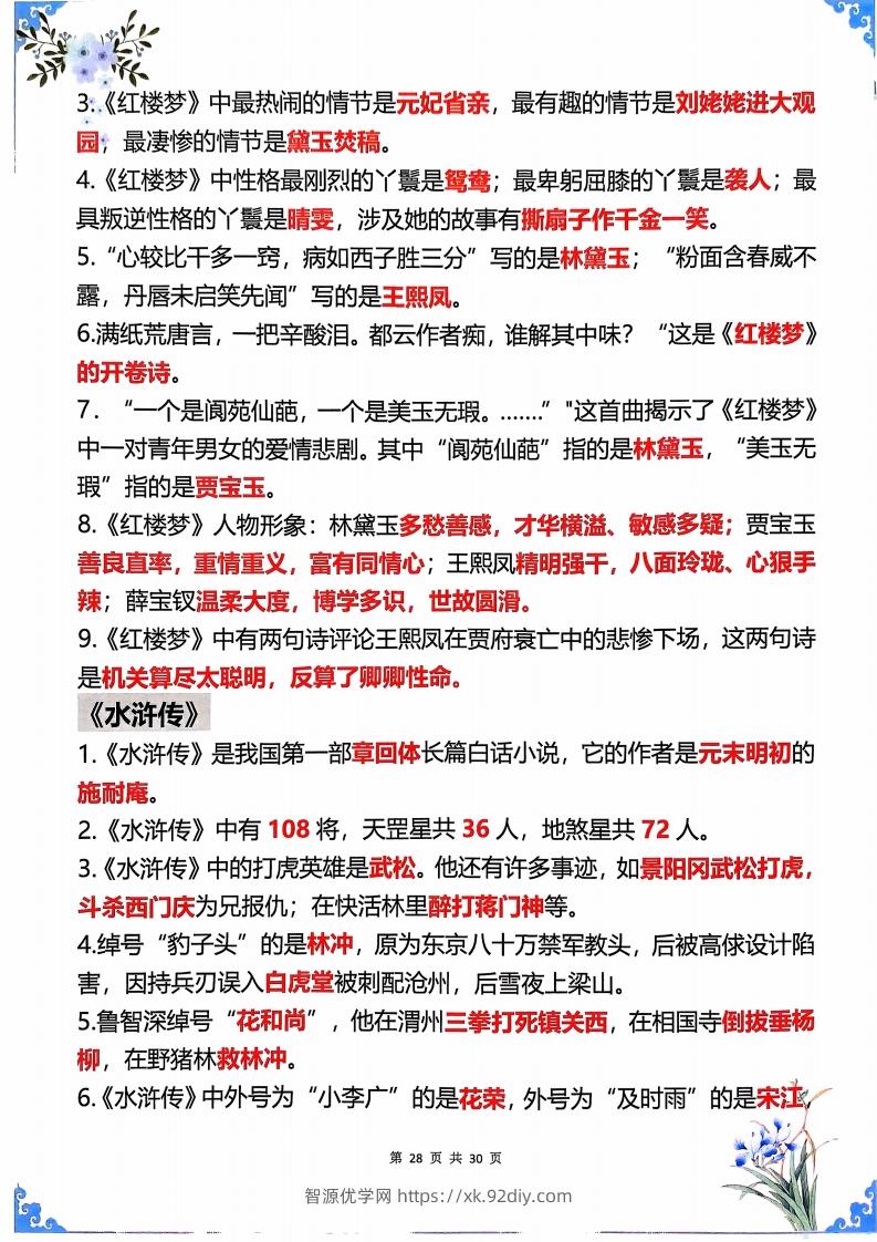 图片[2]-五年级下册语文四大名著常考知识点-智源优学网