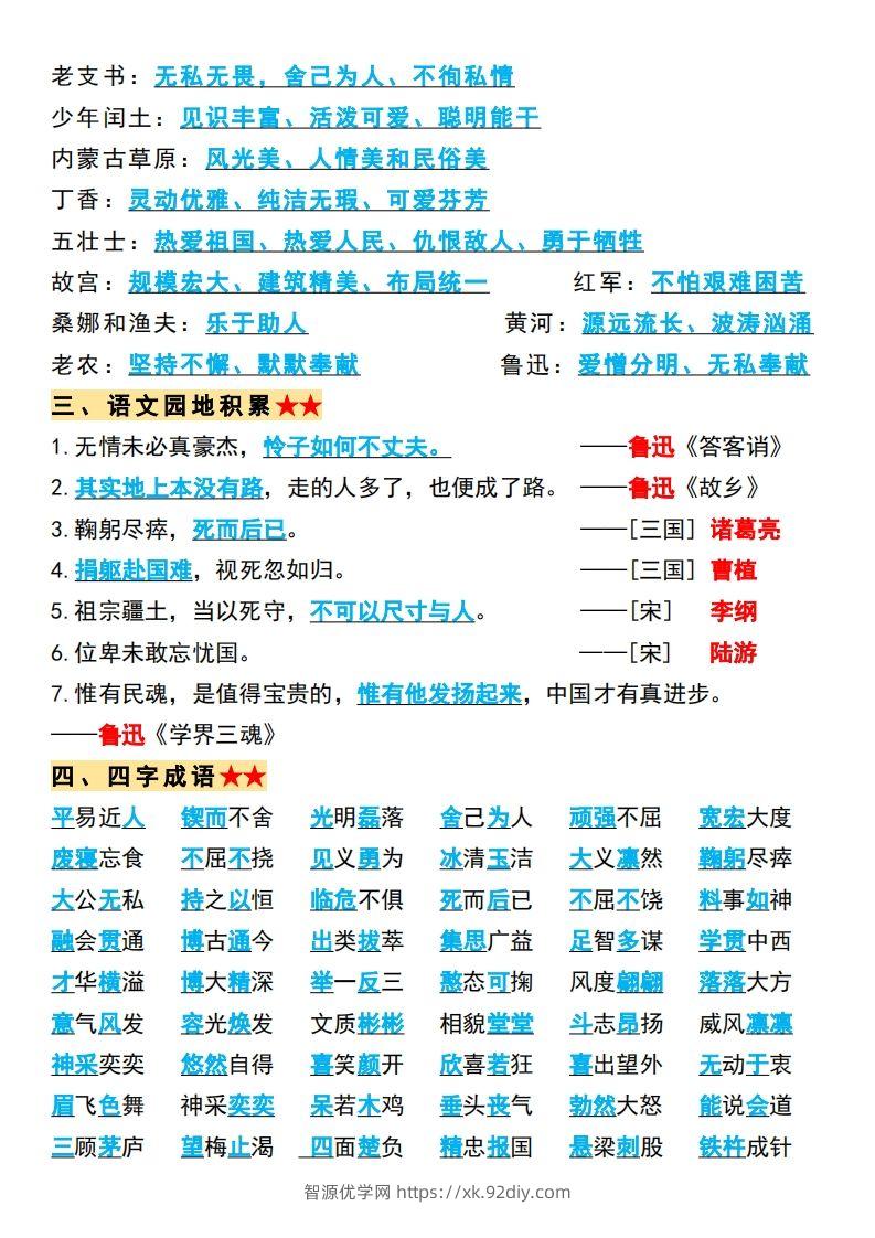图片[2]-【必背全册重点知识点总结】六上语文-智源优学网