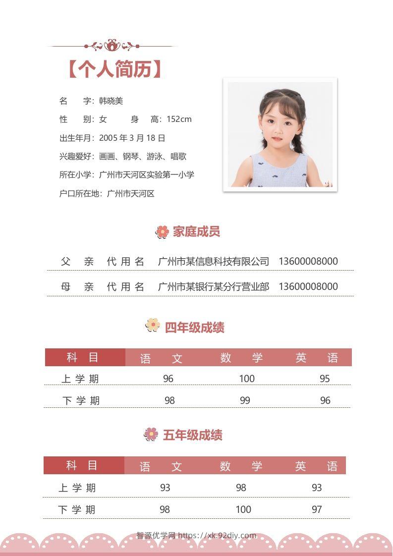 图片[2]-精选-小升初简历37-智源优学网