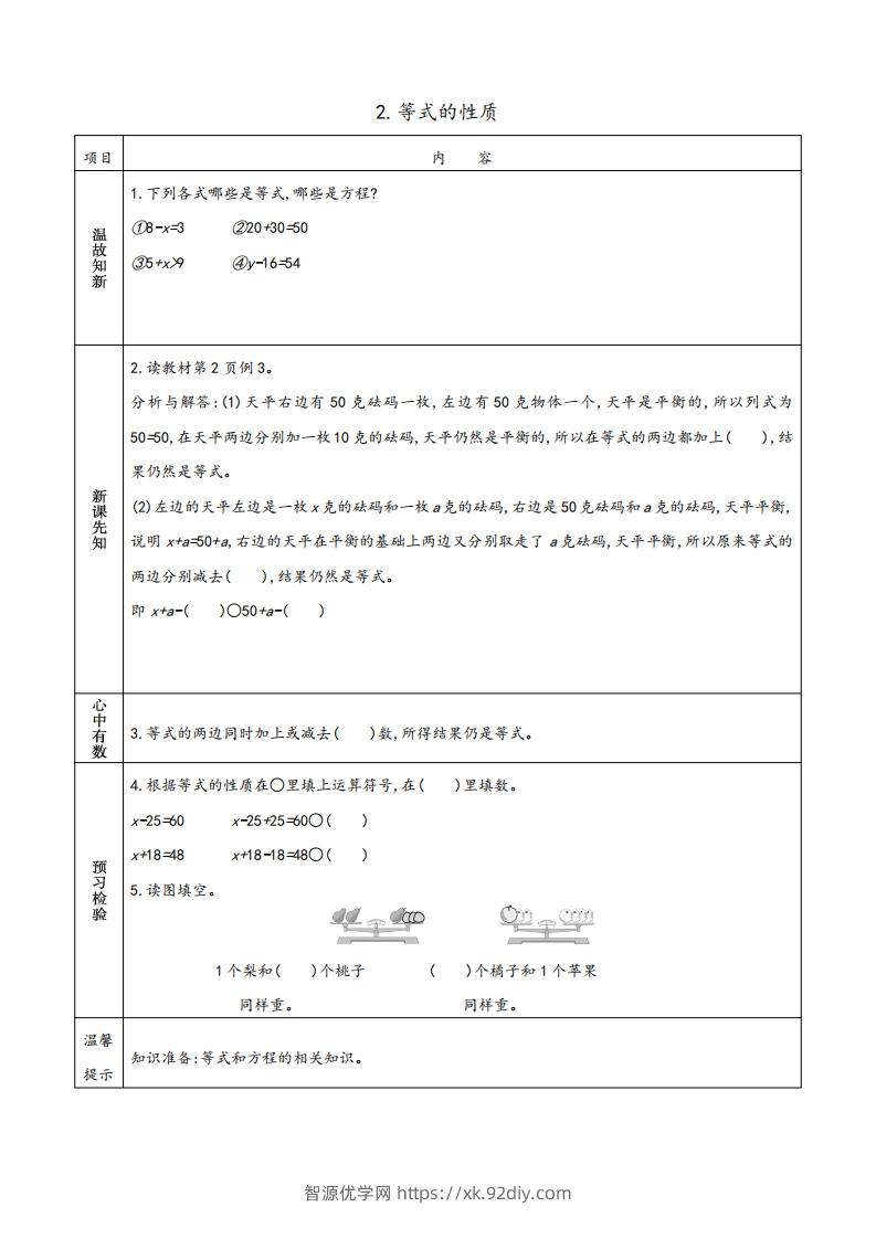 图片[2]-苏教版五年级数学下册小学预习单-智源优学网