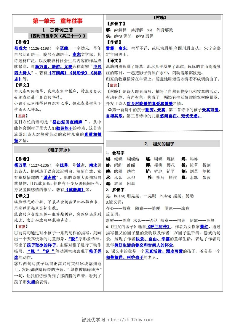 【课课贴】五下语文-智源优学网