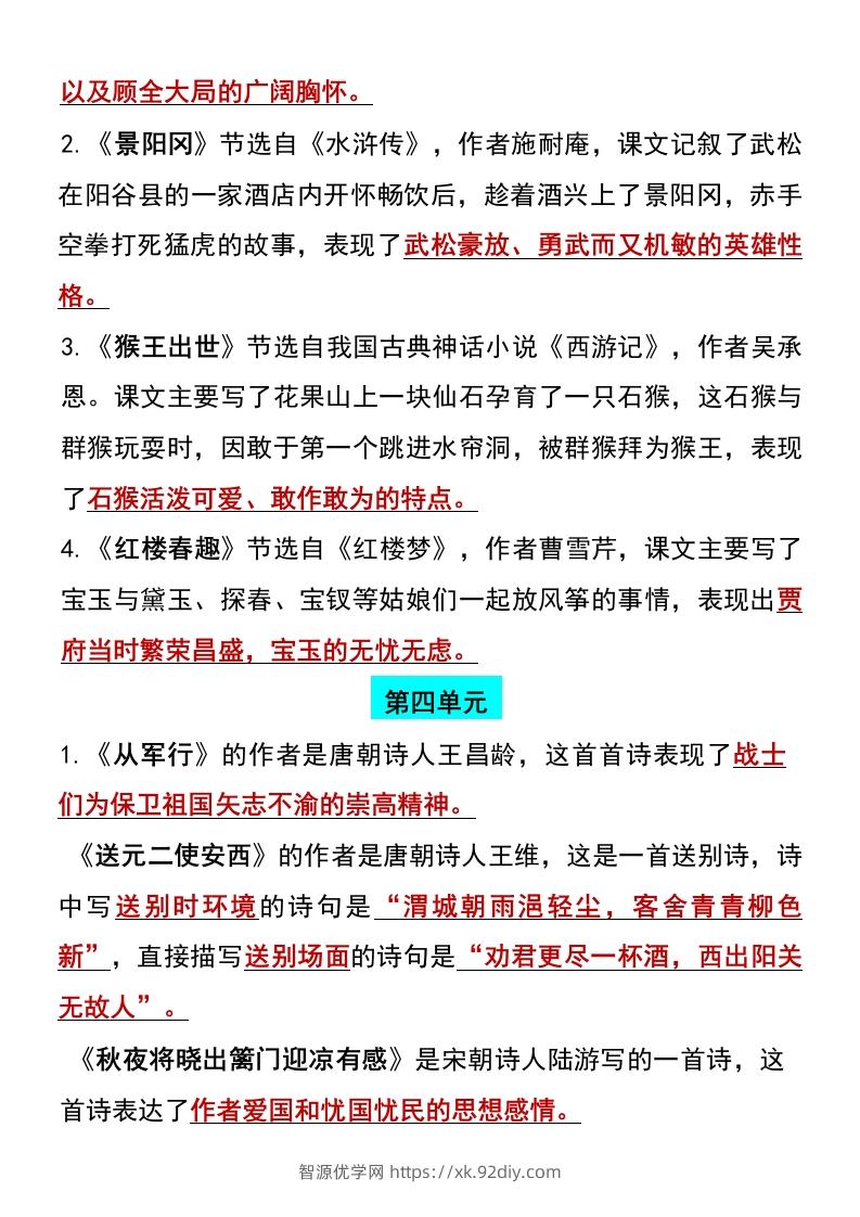 图片[2]-五年级下册语文全册1-8单元精编考点归纳-智源优学网